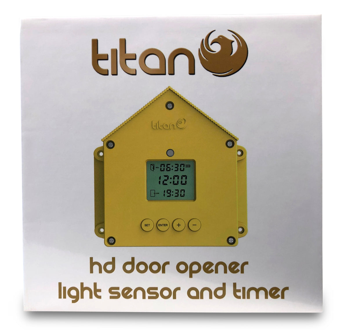 HD CHICKEN COOP DOOR OPENER WITH LIGHT SENSOR AND TIMER Titan Incubators